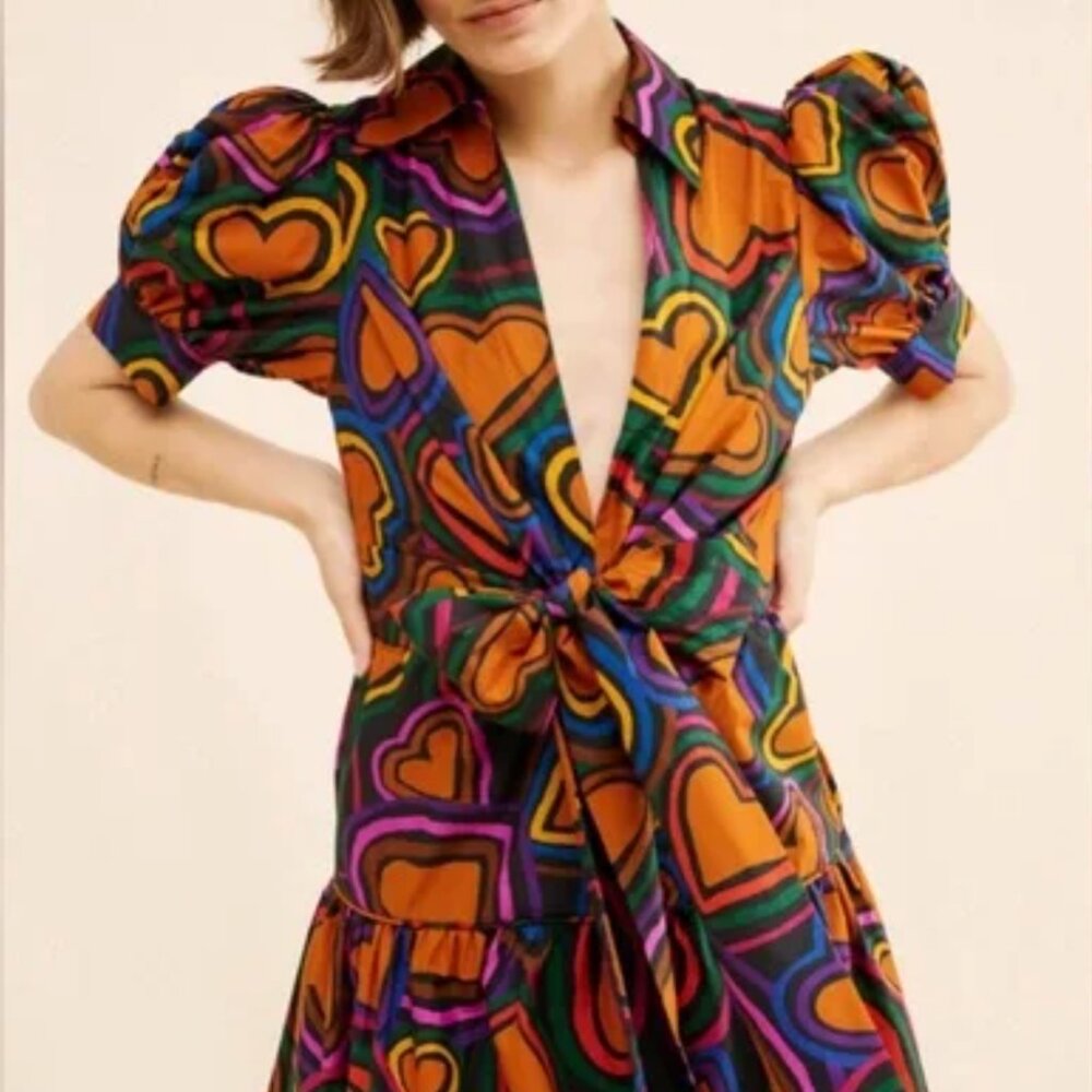 Closet clean out…🌈 FARM Rio Bow-Front Mini Dress | Anthropologie | Size Medium - Picture 2 of 6